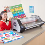 1710740B GBC® Ultima® 65 Thermal Roll Laminator with Teacher in red sweater