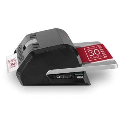 FOTON30120 GBC Foton 30 Automated Pouch-Free Laminator, Starter Film Cartridge Included side view in use